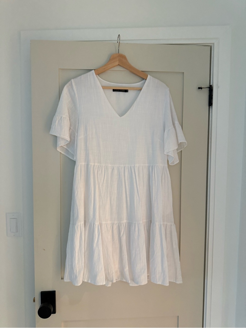 White A line v neck dress